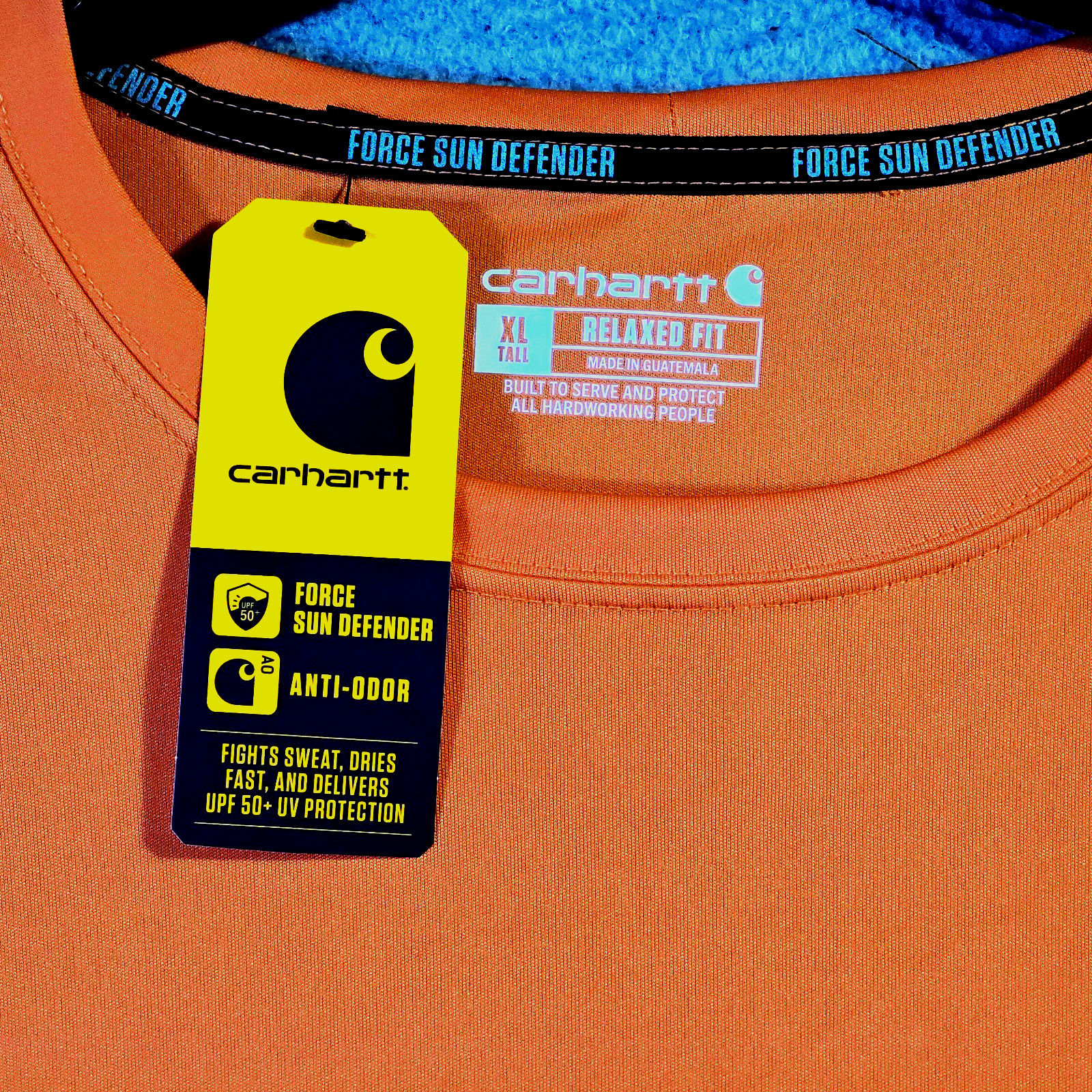 CARHARTT Fast Dry Sun Shirt Mens XL Tall Orange Outdoor Long Sleeve UPF 25 NWT gallery