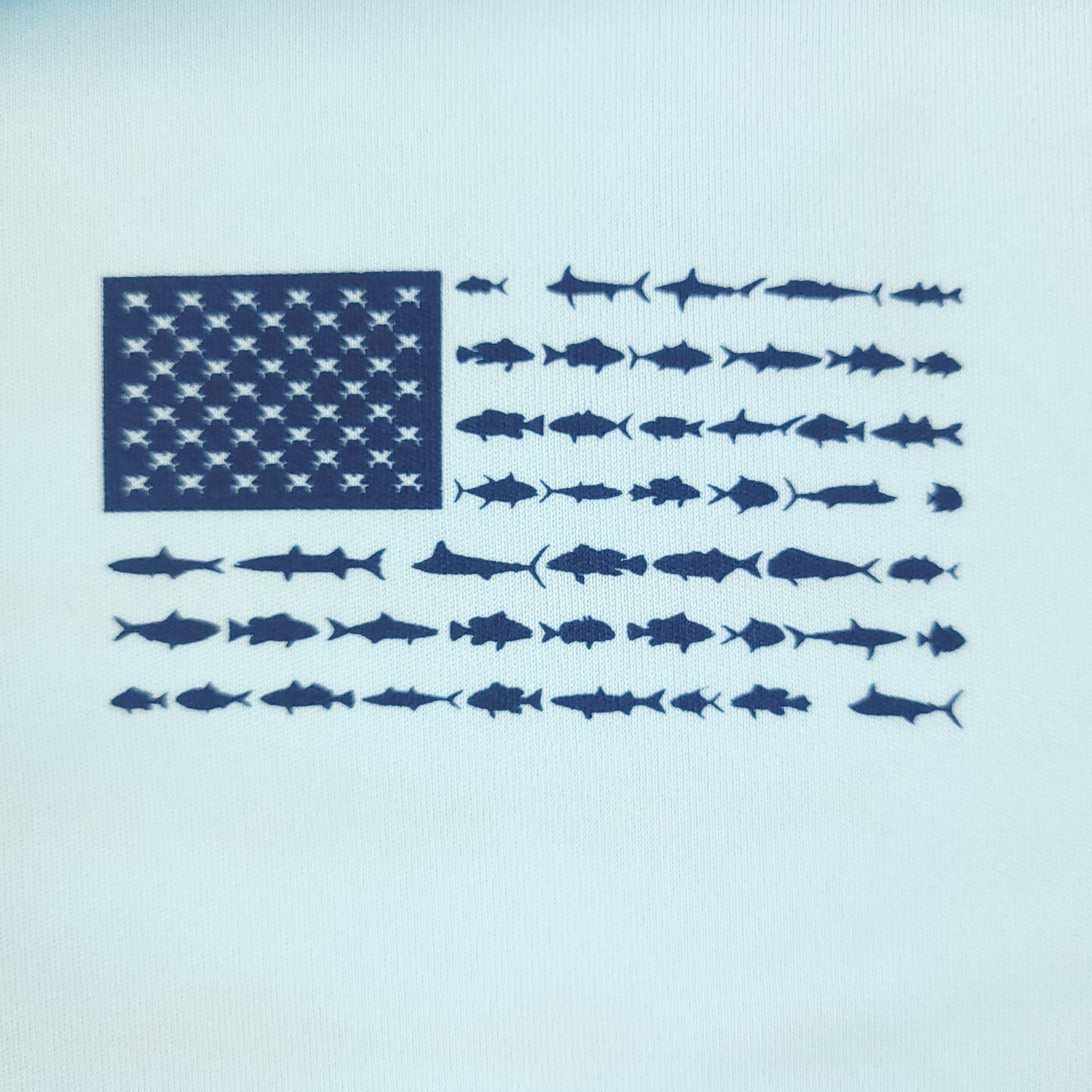 Vapor Apparel Shirt Mens Large Blue USA Flag Patriotic Fish Graphic UPF 50+ gallery