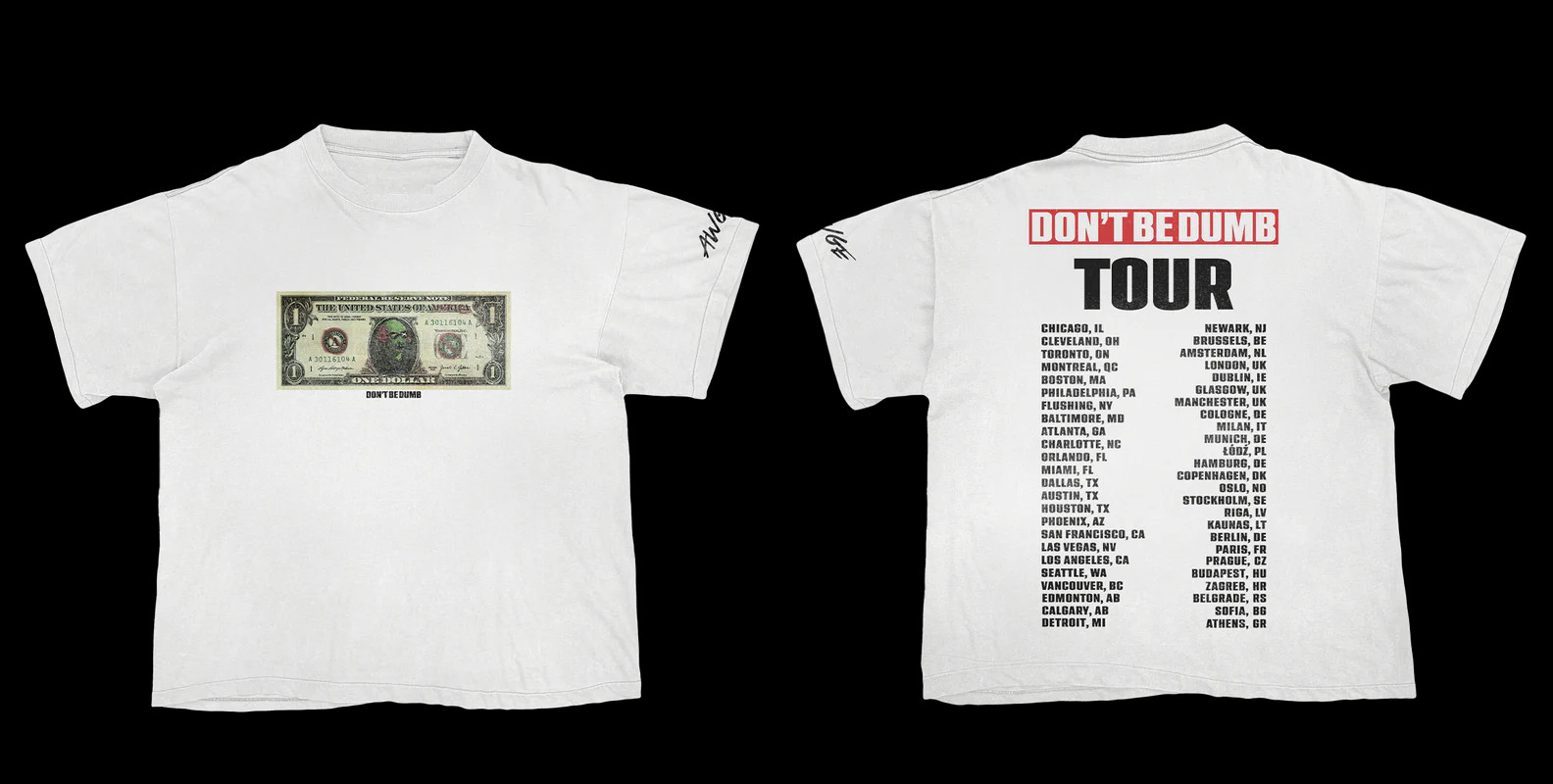 ASAP Rocky Don't Be Dumb Tour Dollar Bill Dateback Graphic Multicolor T Shirt gallery
