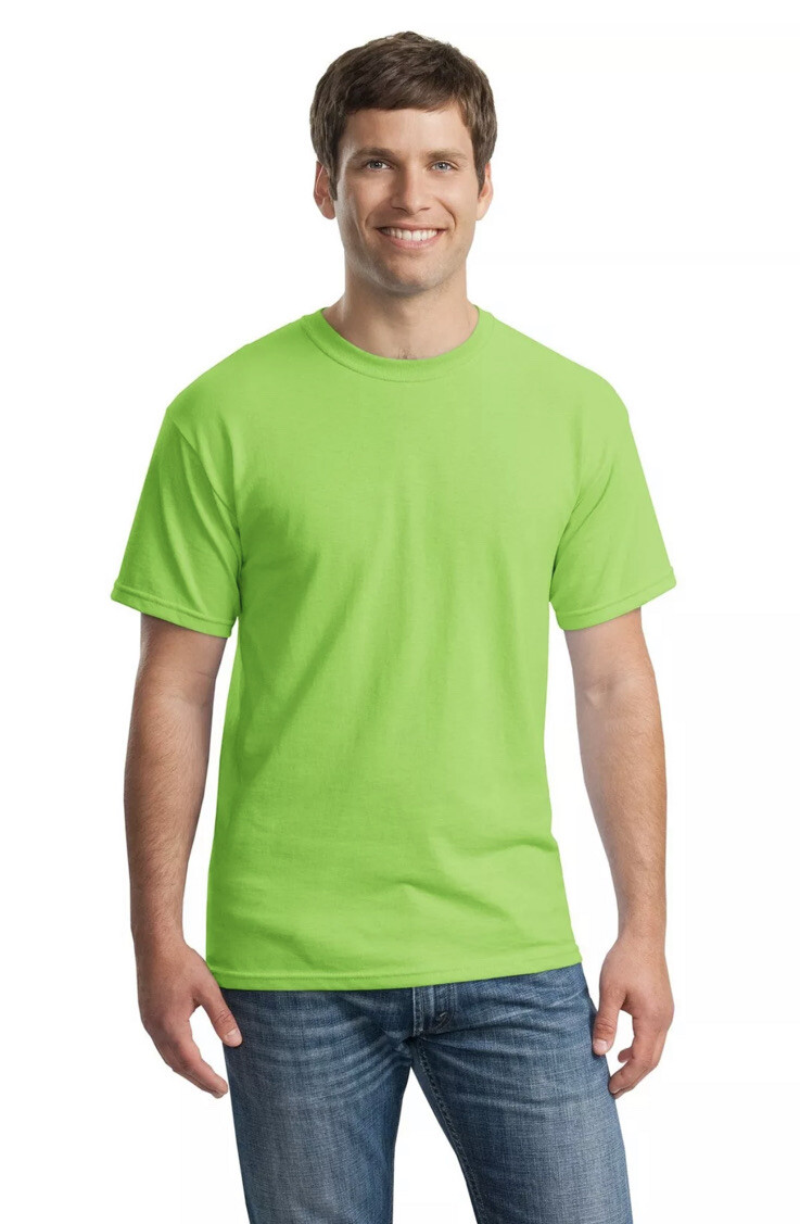 Gildan Mens Short Sleeve Cotton Crew Neck T-Shirt 5000 Lime Green Medium
