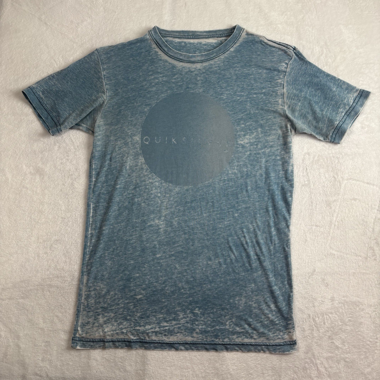 Quiksilver Blue Short Sleeve Graphic Light Weight Shirt Men's Medium Sheer gallery