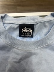 Stussy Light Blue Graphic Tee Medium OVERSIZED Stand Firm World Tribe