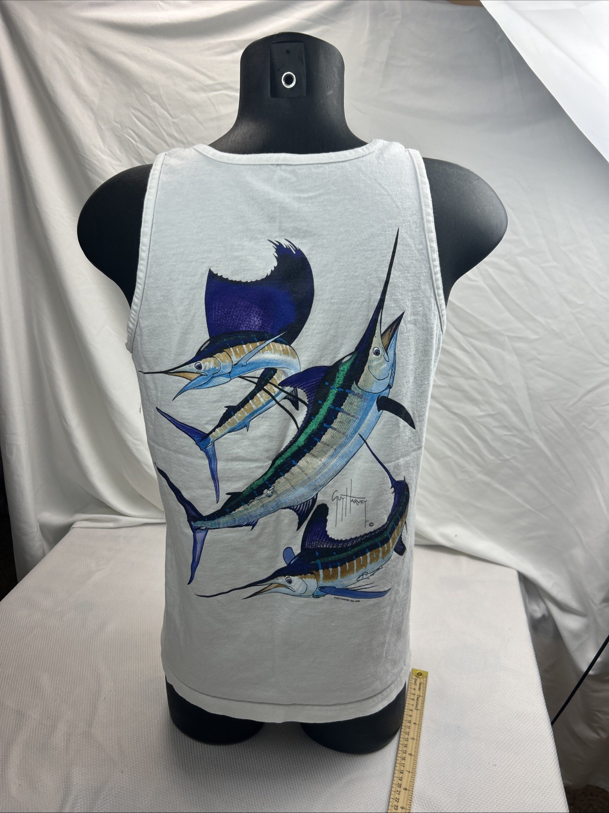 Guy Harvey Men’s White Tank Top Size Medium Fishing Marlin 2008 Vintage