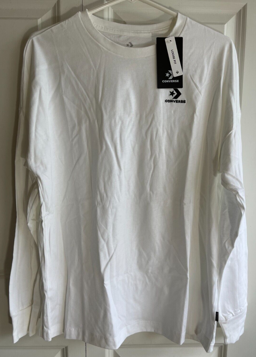 Converse White Long Sleeve Tee Shirt Logo New With Tags Mens Size Small