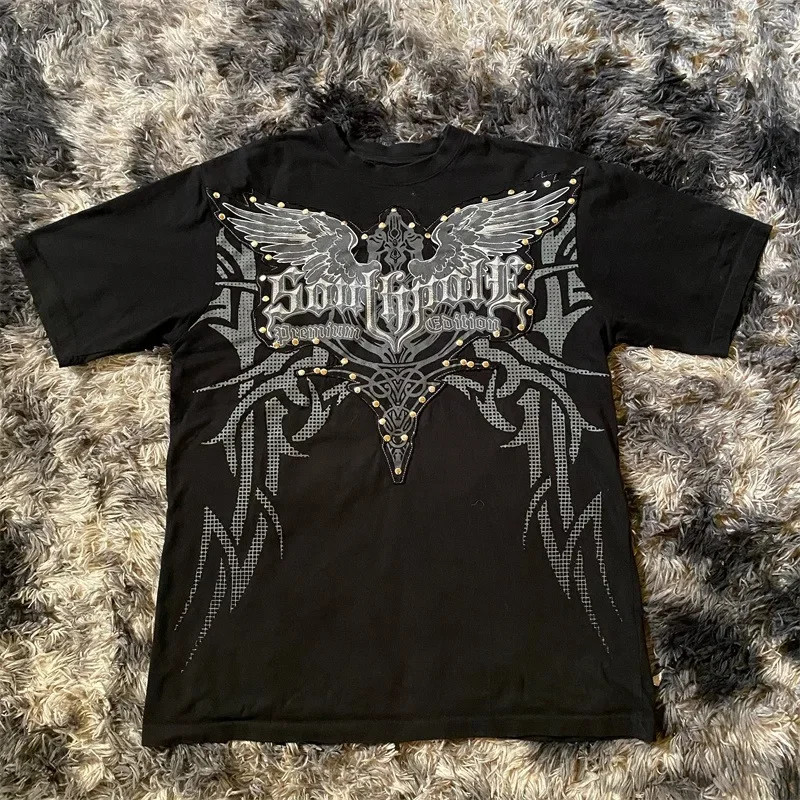 Y2K Gothic T Shirt Oversized Cotton Round Neck High Street Mens Women gallery