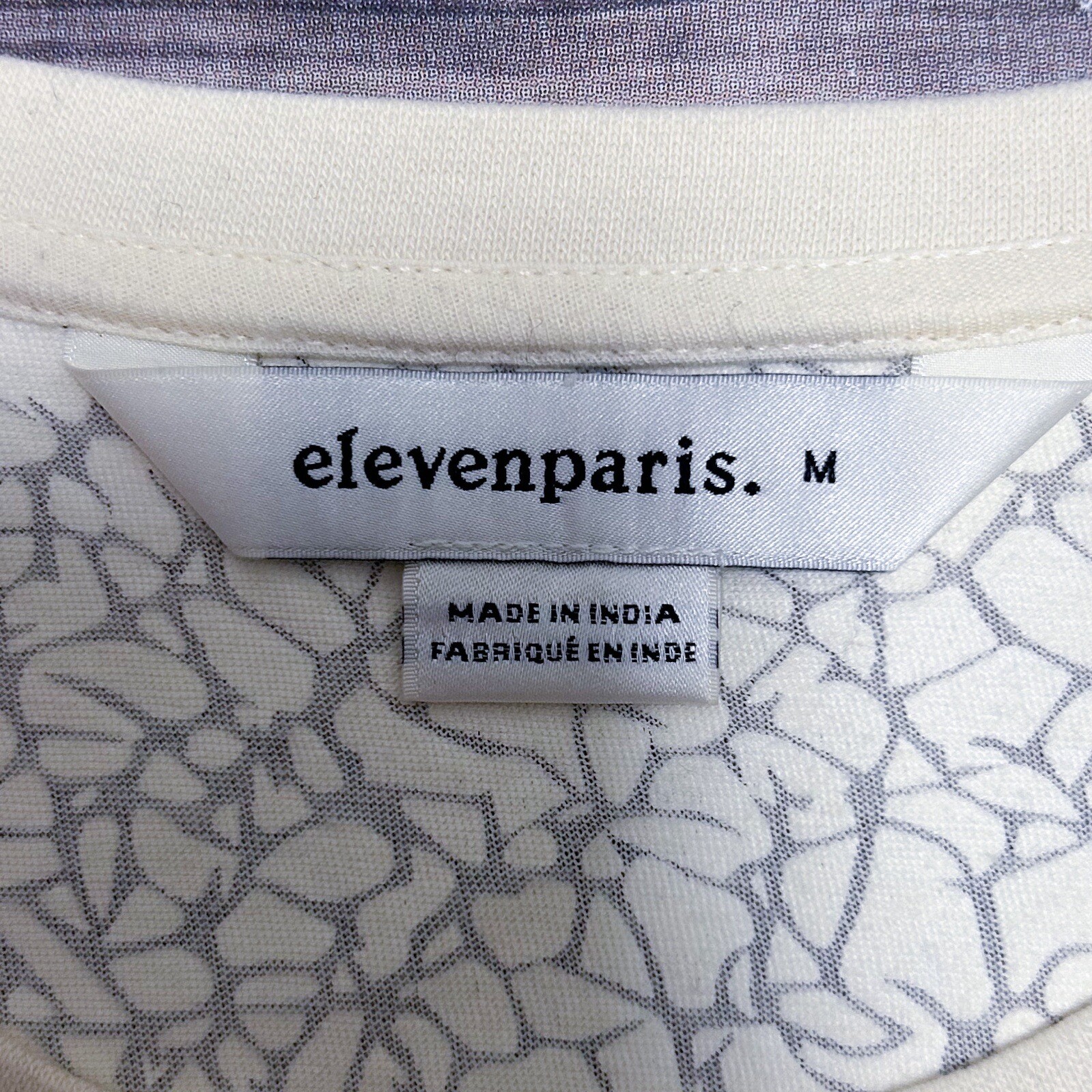 Eleven Paris Ivory Crackled Short Sleeve Crew Neck Semi Sheer T Shirt Medium gallery