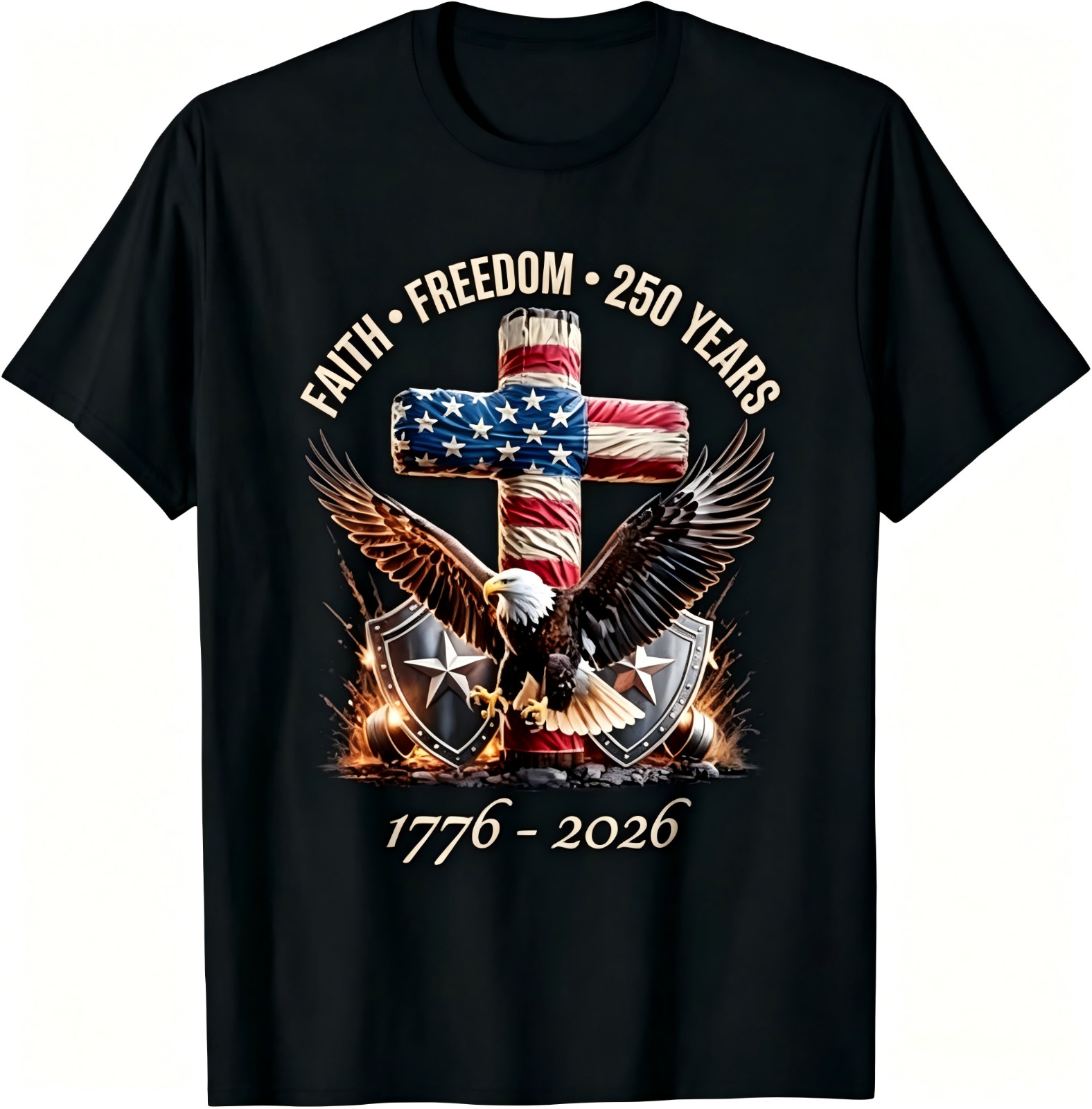 Faith Freedom 250 Years 250th Anniversary USA Independence T-Shirt gallery