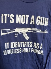 My Gun Identifies As As Wireless Hole Punch Funny Conservative Gun Tee 3XL Blue