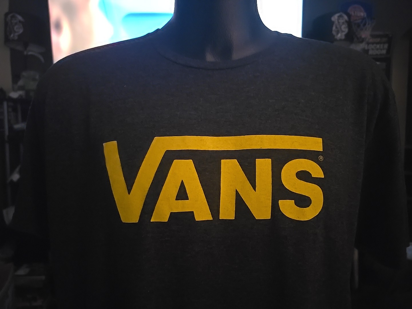 VANS, MENS Dark Heather GRAY Yellow LOGO Short Sleeve Crew Neck T SHIRT 2XL gallery