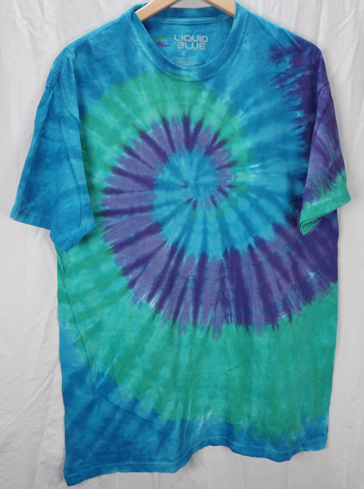 LIQUID BLUE TIE DYE T SHIRT TEE BLUE GREEN PURPLE MENS SIZE L