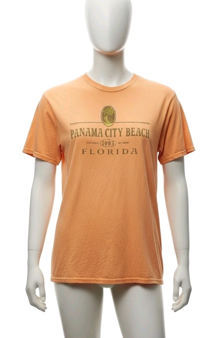 Vintage Hanes ComfortBlend Panama City Beach FL T-Shirt M Orange Florida Souveni