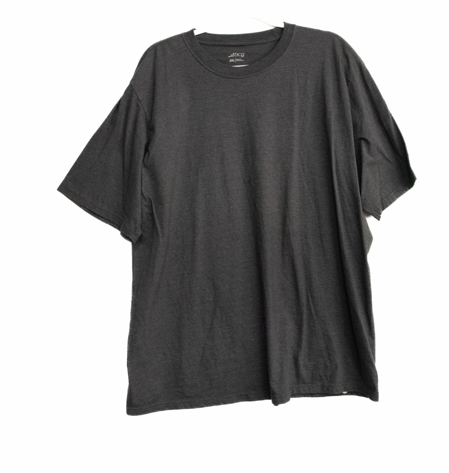 BCG Mens Gray Polycotton T Shirt Solid Blank Casual Pullover Short Sleeve 2XL gallery