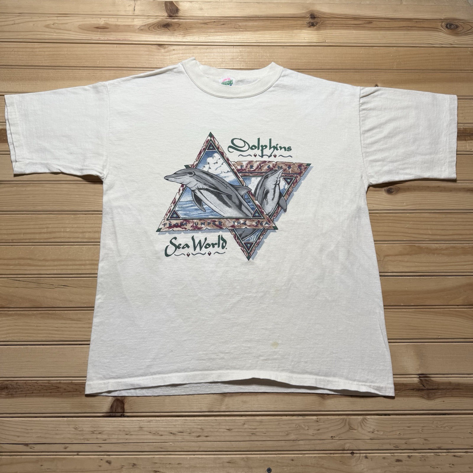 Vintage 90s Sea World Dolphins Friends From Under The Sea Nature Shirt – Large