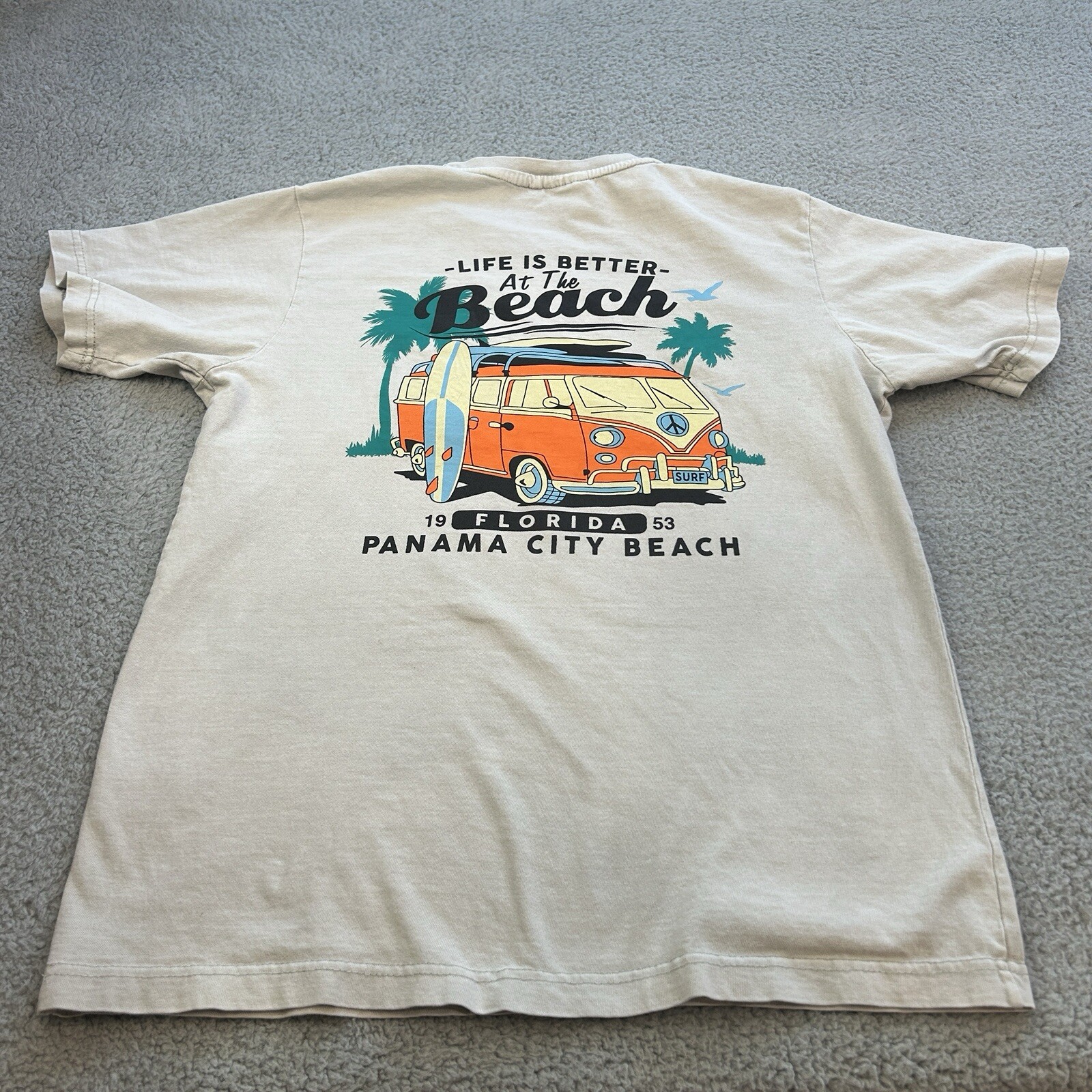 U.S VINTAGE T -Shirt Men Large Multicolor Panama City Beach Florida 1953 Surf gallery