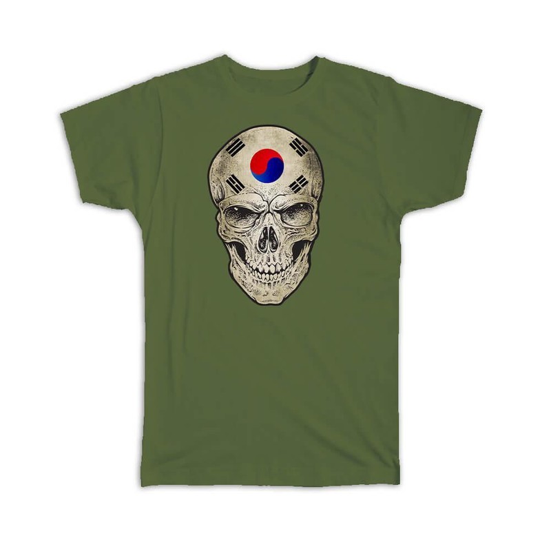 Gift T-Shirt : South Korea Flag Skull Korean National Colors