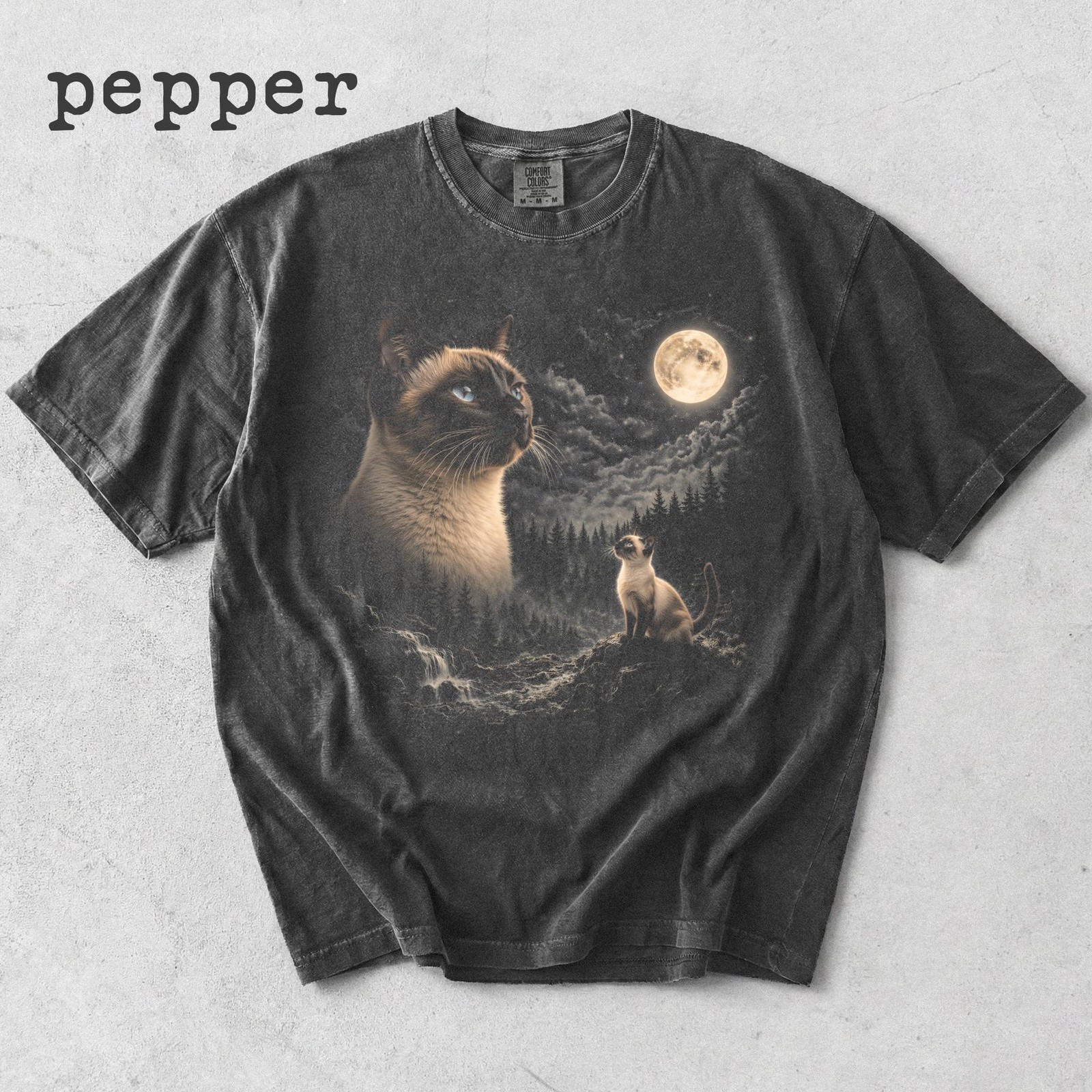 Siamese Cat Moon Shirt Siamese Howling to the Moon Shirt 90s Pet Animal Tee V gallery