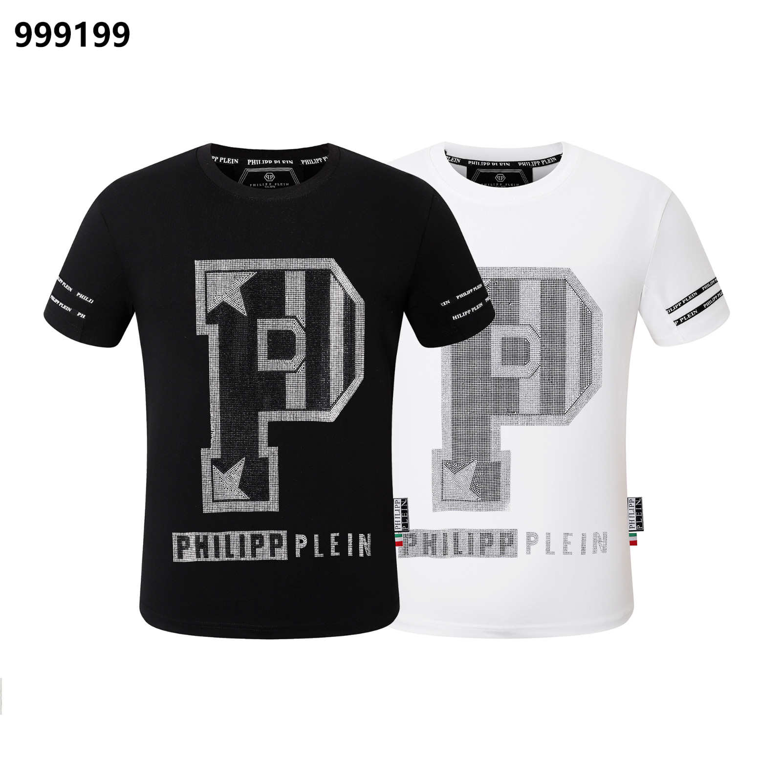 NWT Philipp Plein Animal Diamond Emblem Black/White Merino T-shirt gallery