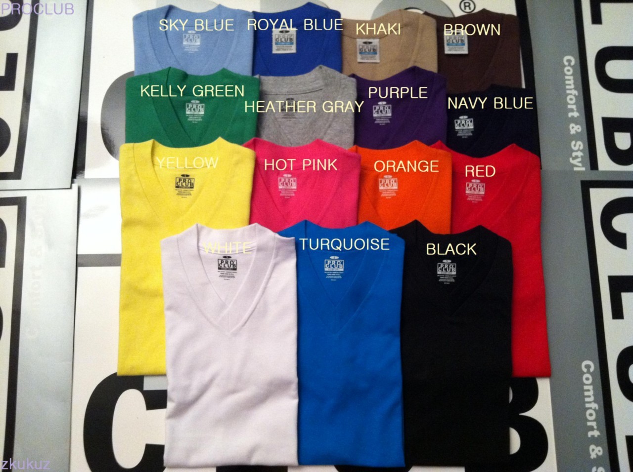 1 NEW PROCLUB V-NECK T-SHIRT COMFORT BLANK PLAIN COLOR TEE PRO CLUB S-3XL 1PC gallery