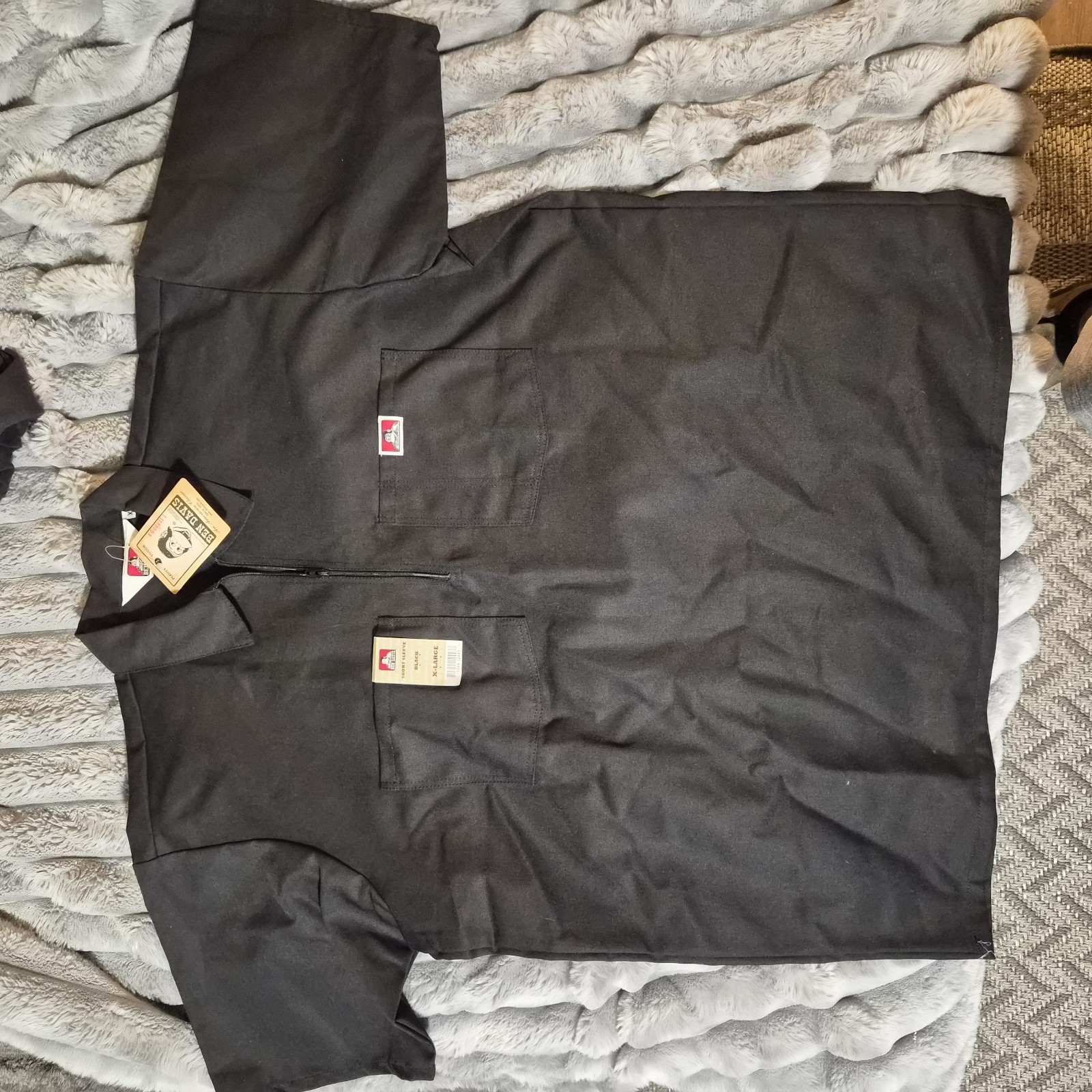Ben Davis Quarter 1/4 Zip Shirt Black Mens Size XL classic work skate gallery