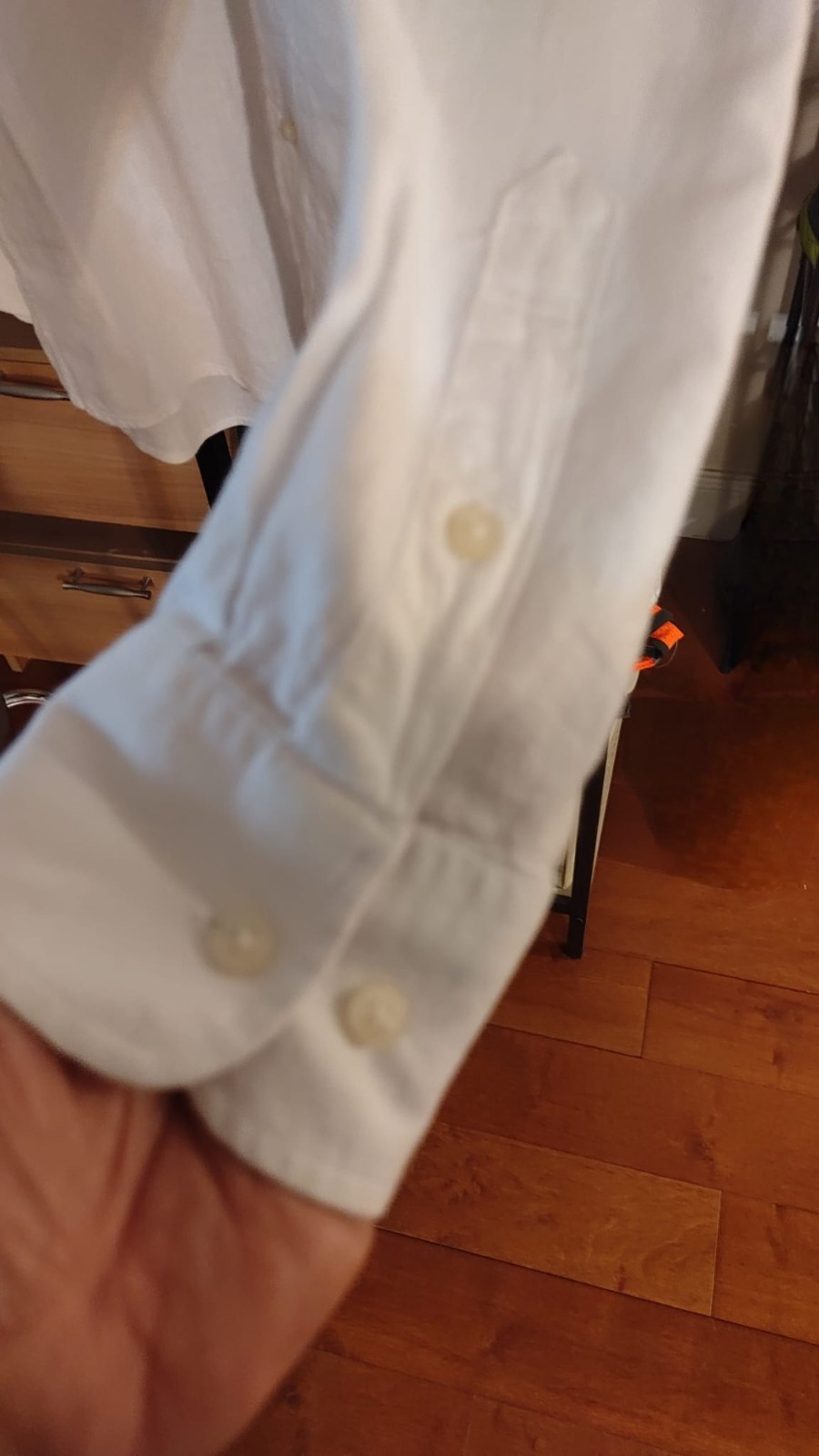 Isaac Mizrahi Mens Shirt White Linen/Cotton Blend Long Sleeve Size 16 1/2 gallery