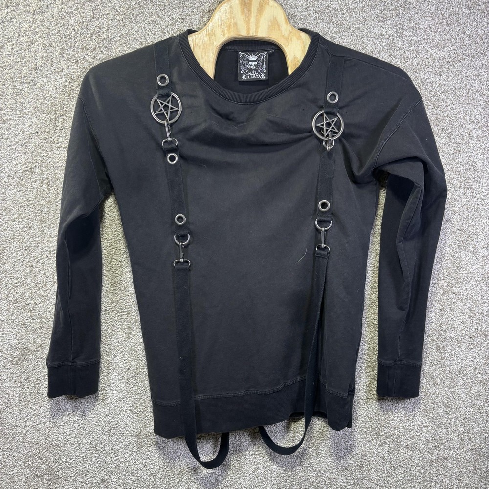 Killstar Shirt Mens Medium Black Strap Pentagram Goth Long Sleeve Occult Y2K Emo