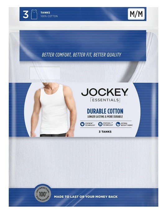 Jockey 3 Pack Size Small Durable Tank Top Men's White Cotton gallery