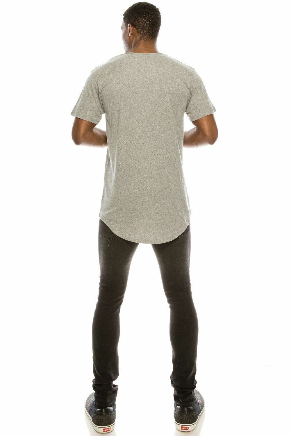 Casual Extended Drop Cut Extra Longline Crewneck T-Shirt (Grey) gallery
