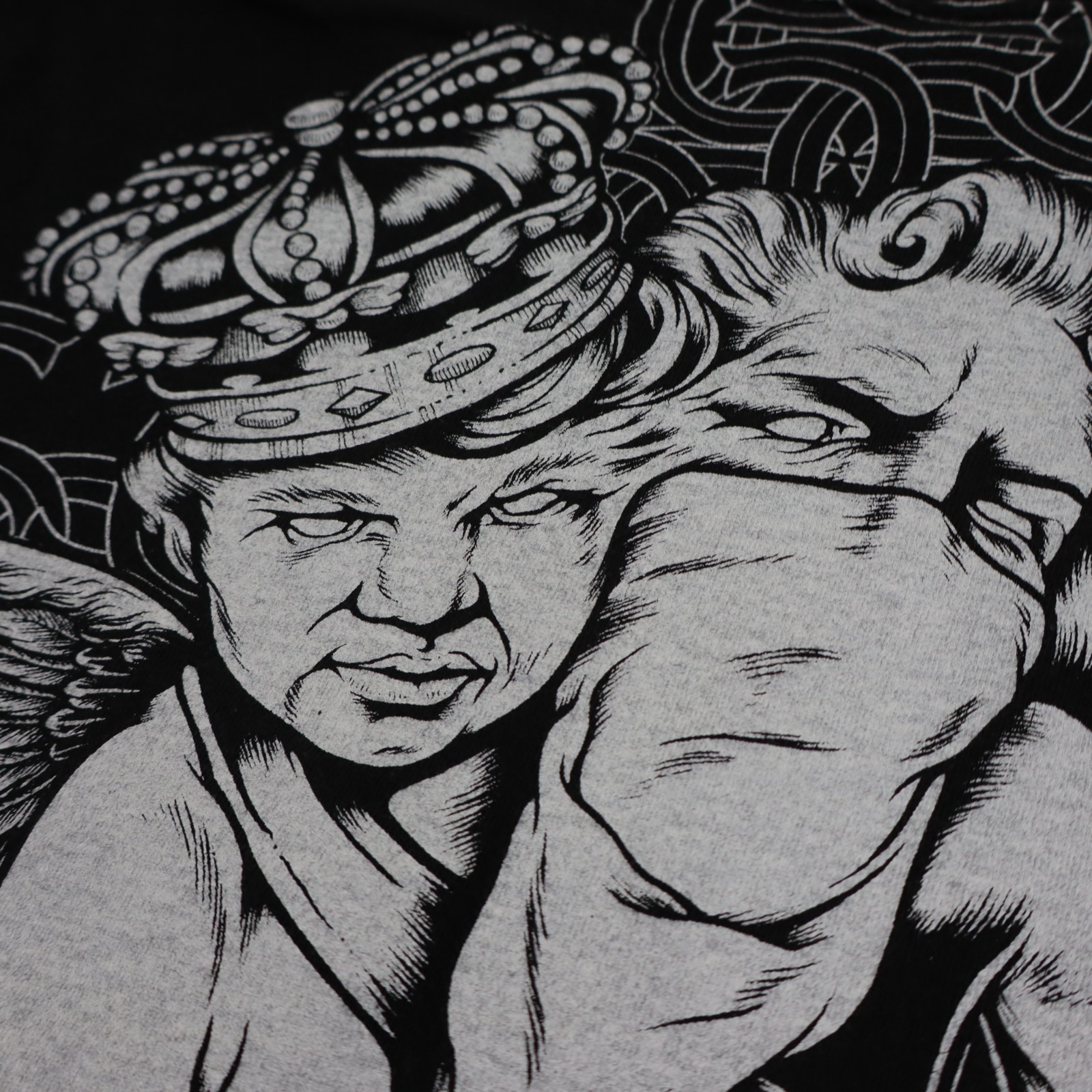 Vintage Crooks & Castles Illuminati Angel T-Shirt Mens XL/L Black Cross Weapons gallery