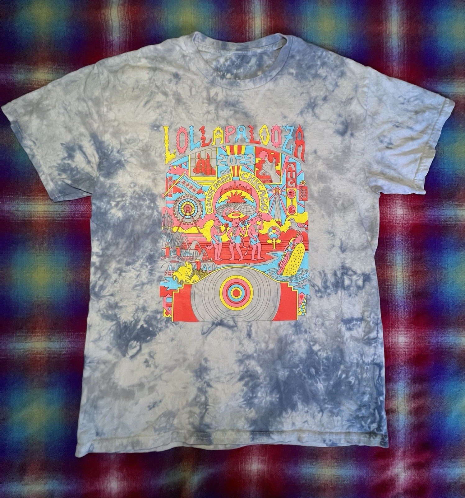2023 Lollapalooza Chicago multicoloured tie-dye t-shirt Size Small gallery