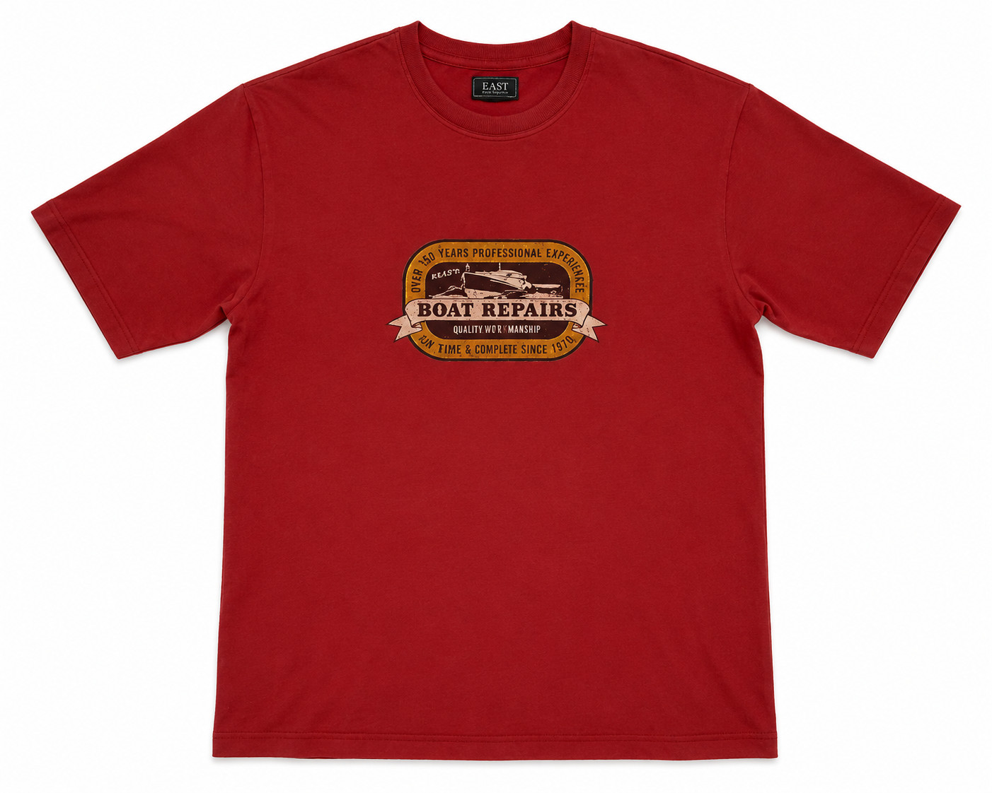 Vintage 90s Single Stitch GH Bass Boat Repairs Graphic Red T-Shirt Size M