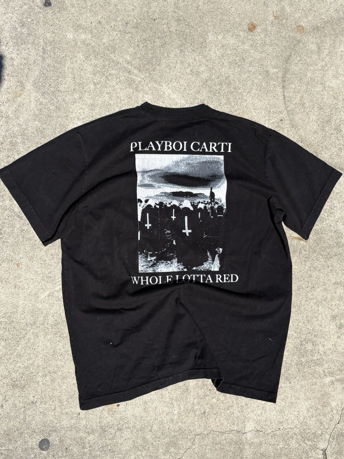 Playboi Carti Whole Lotta Red Black Leather Devil T Shirt Black XL Men’s