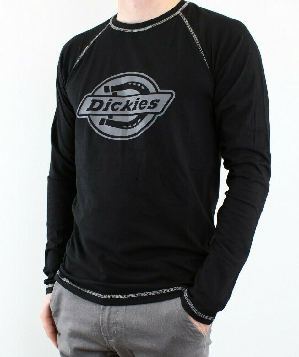 Dickies Atwood Men's Long Sleeve T-Shirt, Relaxed Fit, Graphic Chest Logo, Black gallery