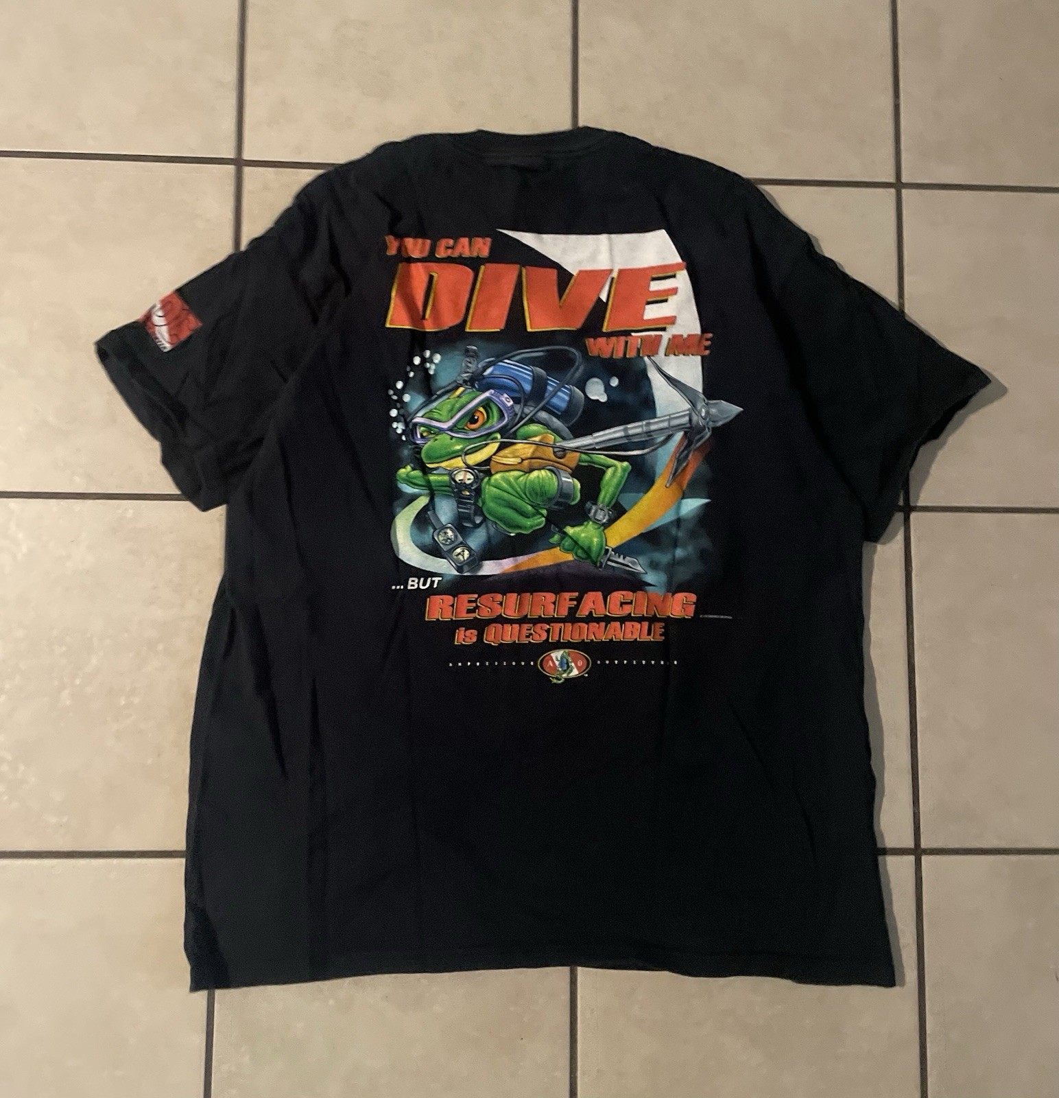 Amphibious Outfitters Vtg 3D Diving Frog Spear Fishing Diver Aquatic T Shirt XL gallery