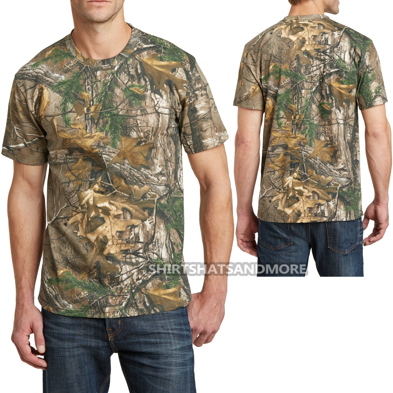 Russell Mens Camo T-Shirt Realtree Xtra Cotton Hunting S-XL 2X 3X NEW CAMOFLAUGE gallery