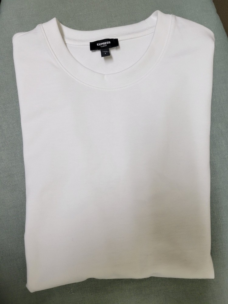 NEW -s- Express Men Premium Weight Short Sleeve T-Shirt White