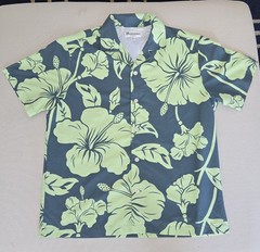 NO BOUNDRIES Men’s Button Front Oversized Cabana Hawaiian Shirt Green Size LARGE