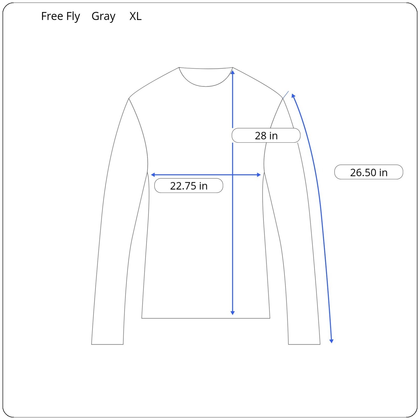 Free Fly Performance Bamboo Men XL Long Sleeve Gray Heather Stretch Crew T-Shirt gallery