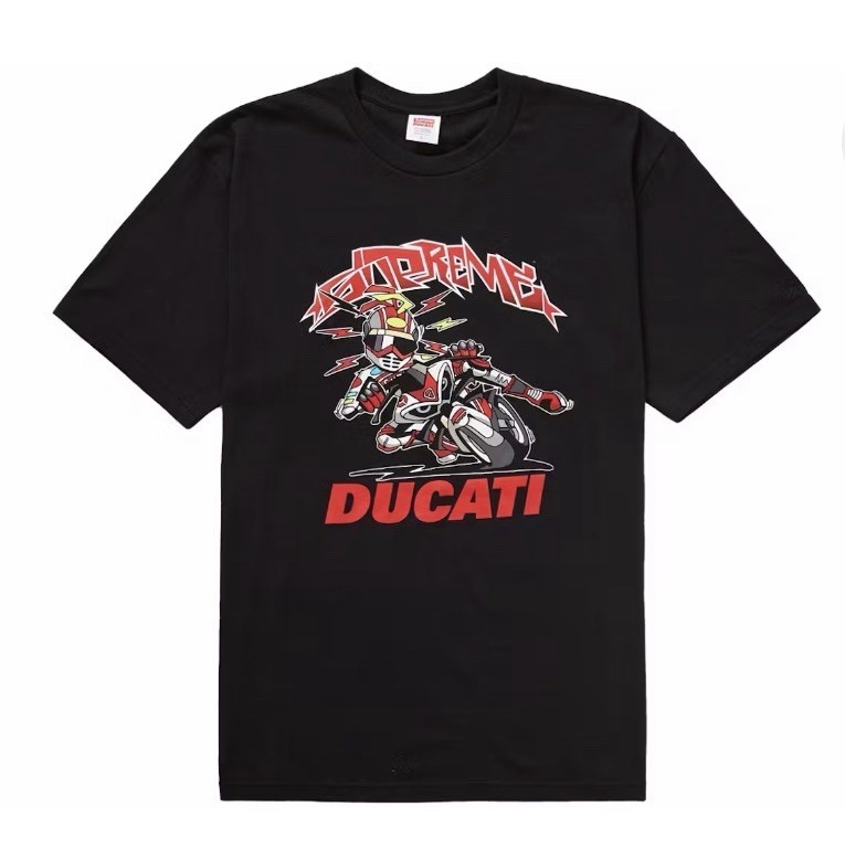 Supreme x Ducati Bike Tee Black Graphic Print Crew Neck Short Sleeve T-Shirt gallery