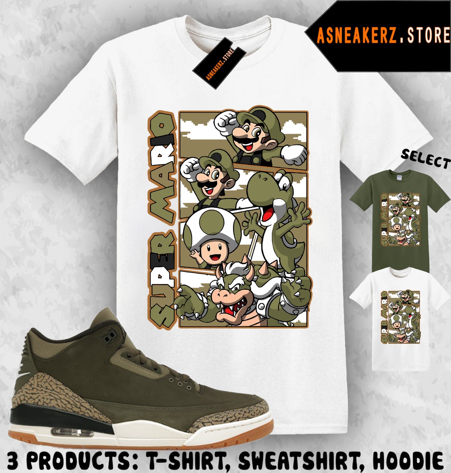 Shirt To Match AJ 3 Family Affair Sneaker Matching Tee Retro Mario T-Shirt gallery