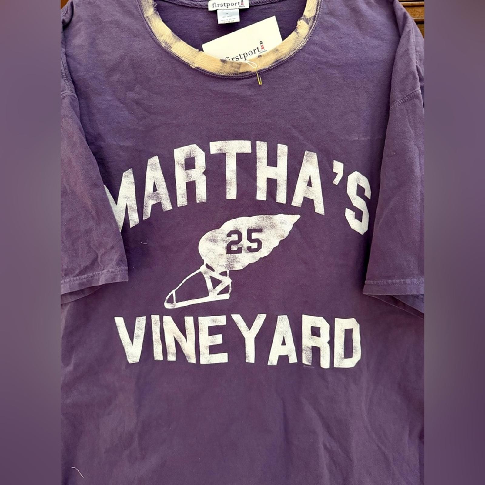 Firstport Marttha’s Vineyard track and field distressed short sleeve t-shirt NWT gallery