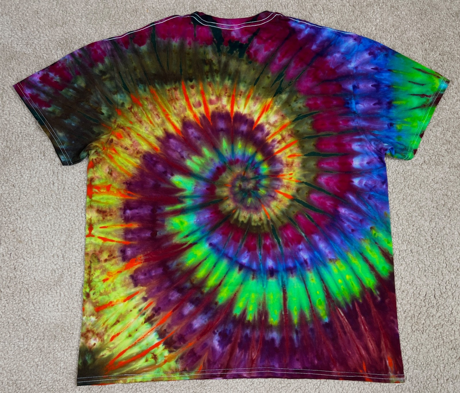 Handmade Ice Tie Dye T-Shirt XL Mens Womens Soft Cotton Double Layered Spiral gallery