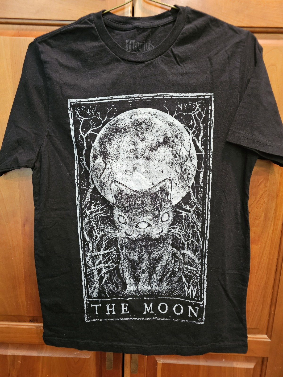 Mortus Viventi The Moon Cat Tarot Graphic Tee Occult Goth Punk Mystic Witch M gallery