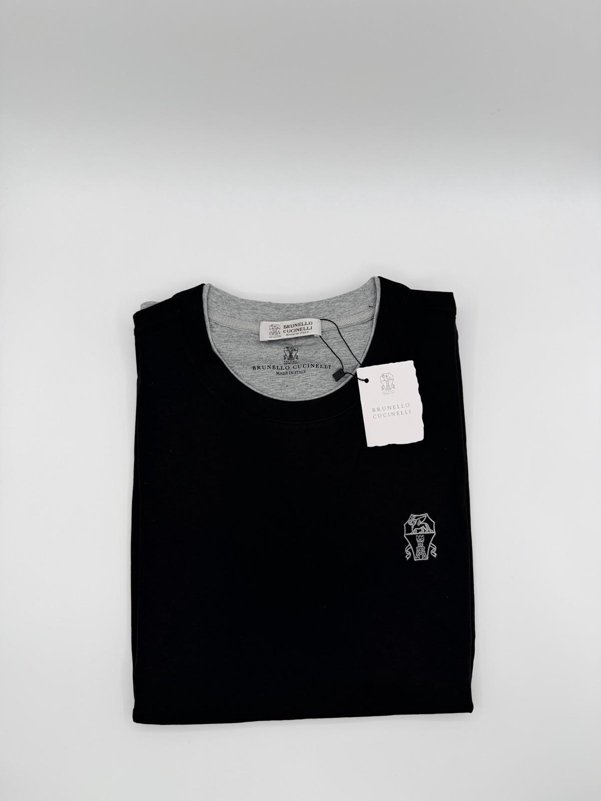 BRUNELLO CUCINELLI Black Embroidered Layered Short-Sleeve T-Shirt, Size XL gallery