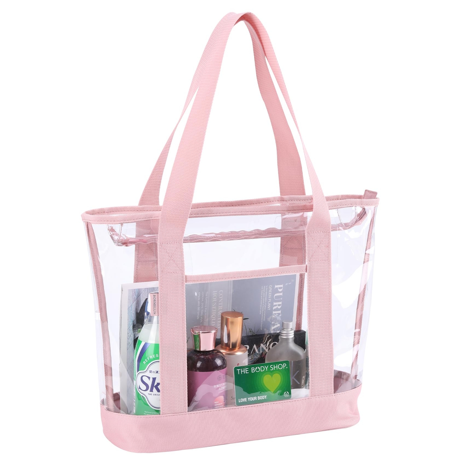 Large Clear Tote Bag with Zipper Closure Beach Travel Shoulder Handbag for Women gallery