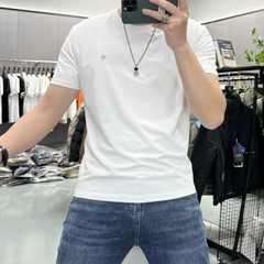 New Men Fashion Trendy Embroidery Summer Short Sleeve Luxury Cotton T-Shirt