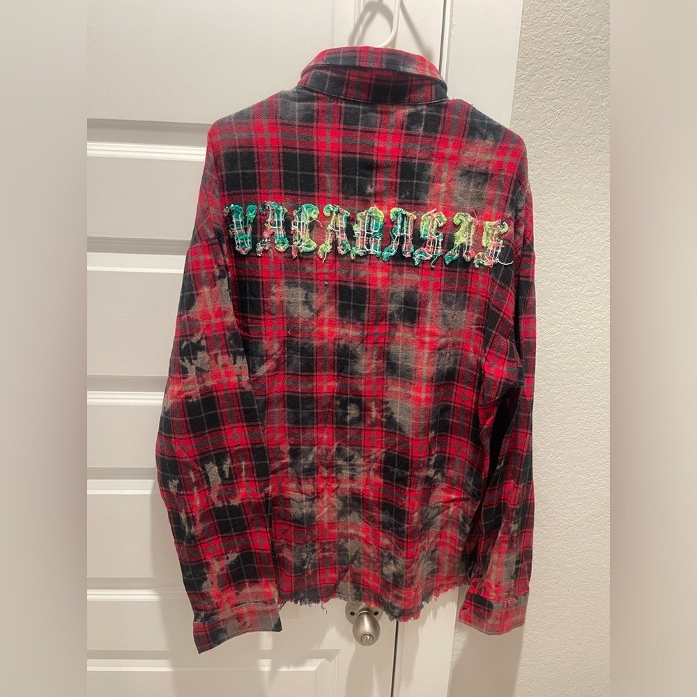 Valabasas v bleached patchwork men flannel shirt Sz L