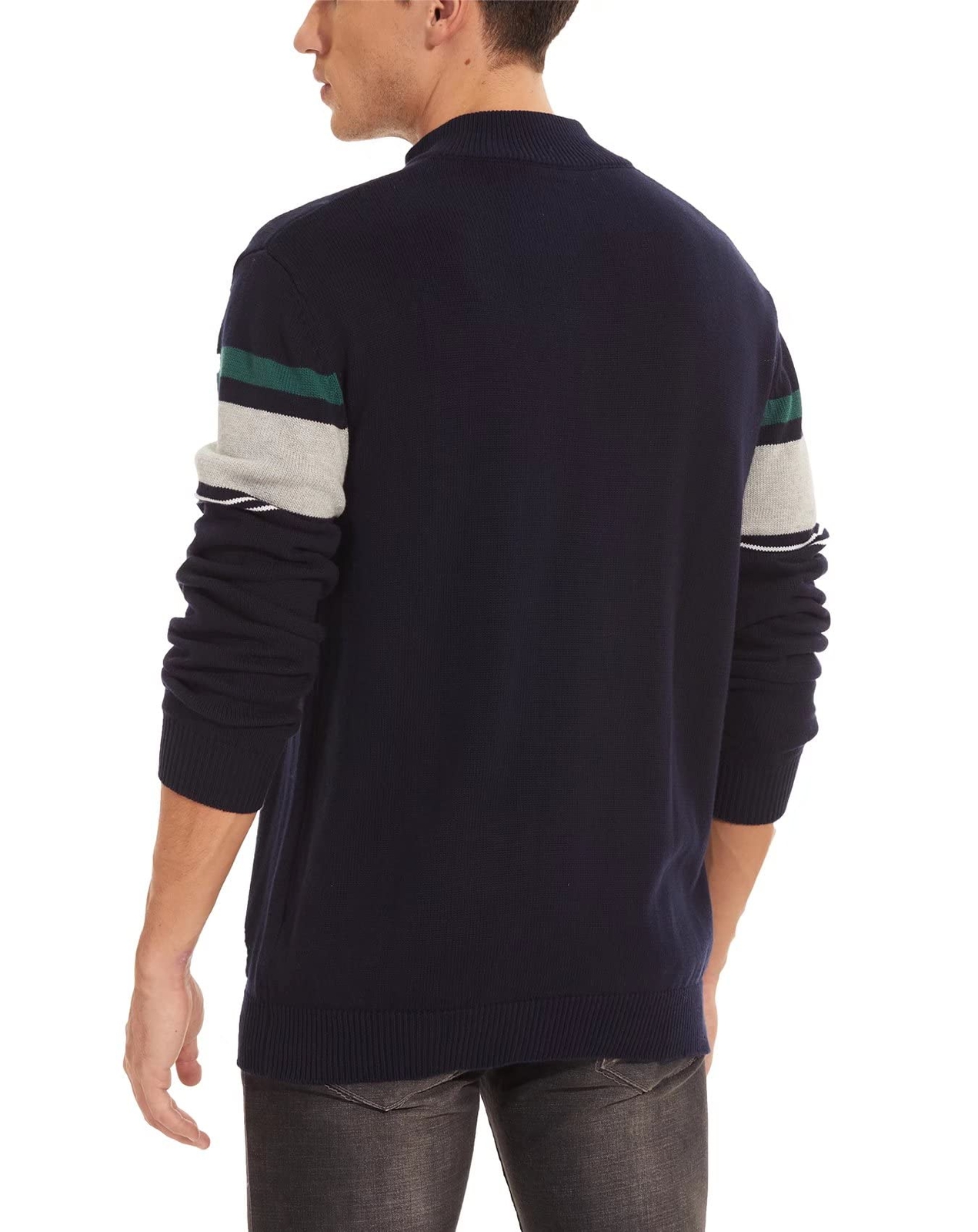 Men's 1/4 Zip Polo Sweater Winter Fall Casual Stripe Pullover Long Sleeve Shirts gallery