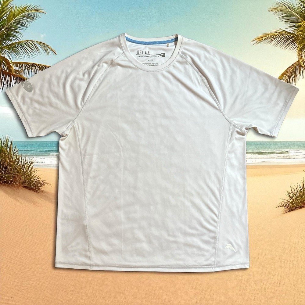 Tommy Bahama Relax Polyester Performance T-Shirt Mens Sz XL White Marlin Logo