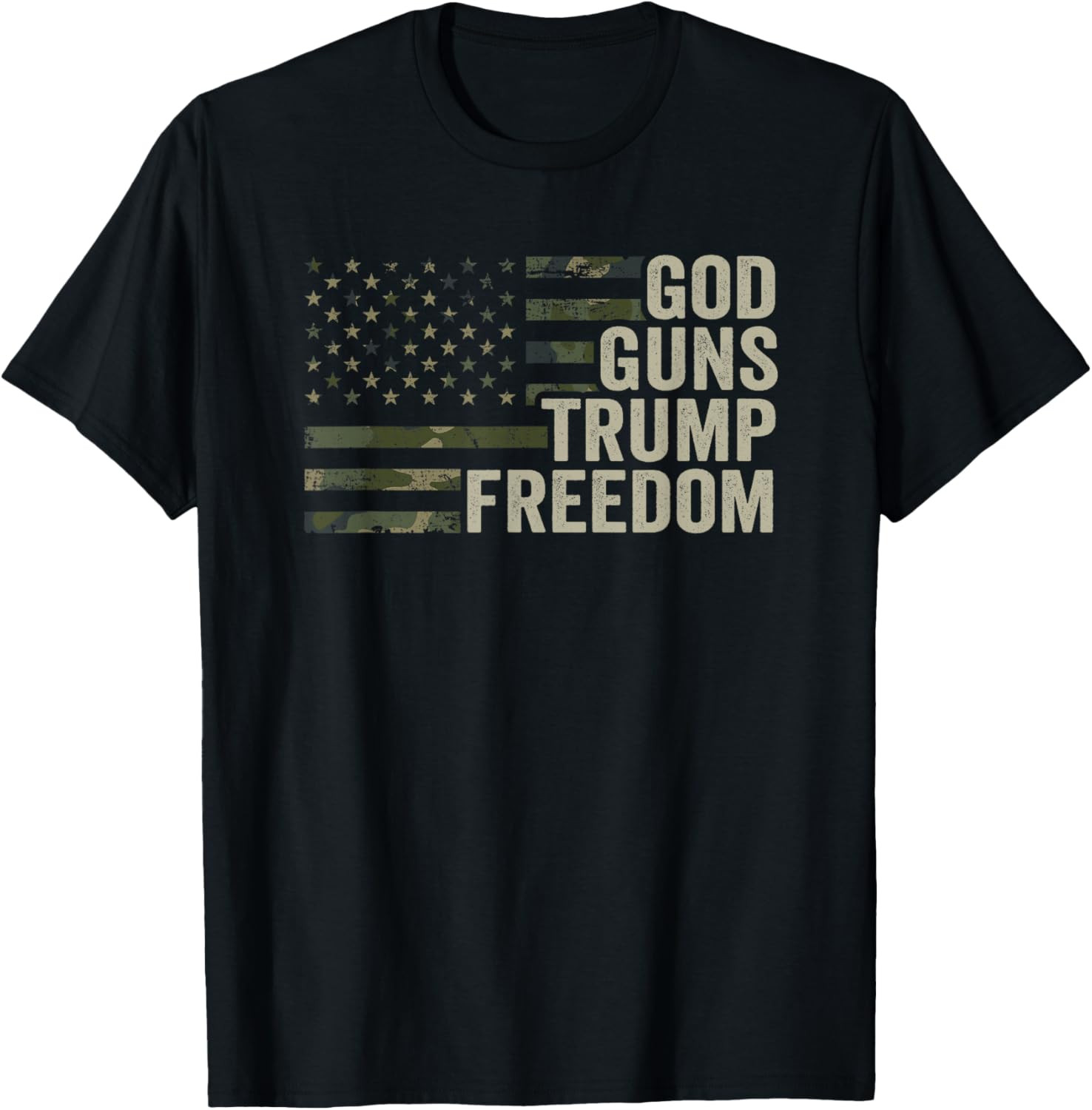 God Guns Trump Freedom - Funny Camouflage Pro Gun USA Flag T Shirt gallery