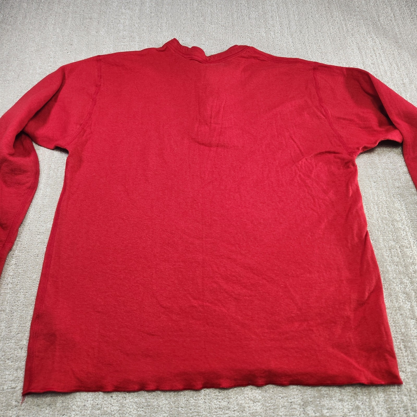 LL Bean River Driver Shirt Men XL Wool Blend Henley Red Hiking Double Layer Face gallery